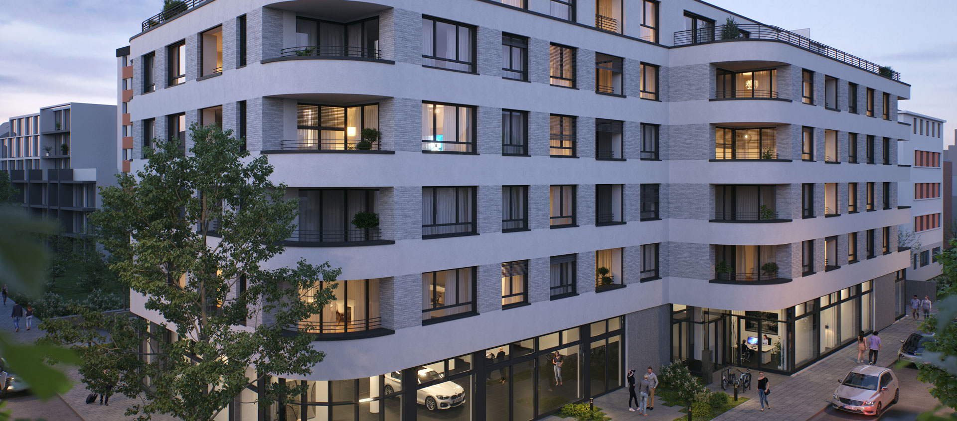 Ansicht eines Wohn- und Geschäftshaus